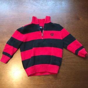 Chaps Boy Stripe Quarter Zip Sweater 2/2T